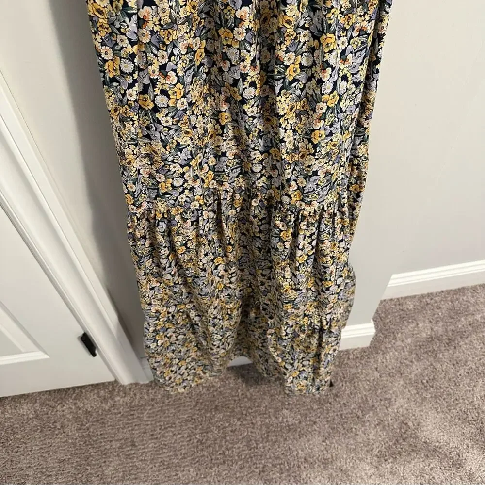 Fame and Partners Blue Yellow Floral Cotton Maxi Dress 2
